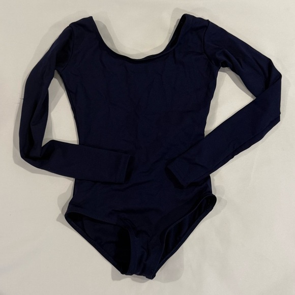 Capezio Leotard Long-sleeve Navy Kids One Piece Bodysuit | Child Intermediate - Picture 2 of 3